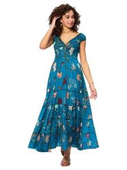 Aller Simplement Sukienka w kolorze niebieskim ze wzorem rozmiar: 38/40. Niebieskie sukienki Aller Simplement, bez wzorów, z bawełny, klasyczne, bez kołnierzyka, bez ramiączek, maxi. Za 86.99 zł.