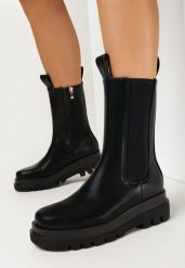Czarne Botki za Kostkę na Grubej Podeszwie Kilyana. Czarne botki Born2be, bez wzorów, za kostkę, bez obcasa, na płaskiej podeszwie, bez zapięcia. Za 169.99 zł.