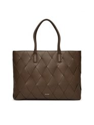 Calvin Klein Torebka Ck Woven Medium Shopper K60K612994 Brązowy. Brązowe shopper Calvin Klein, bez wzorów, ze skóry, bez dodatków. Za 429.99 zł.
