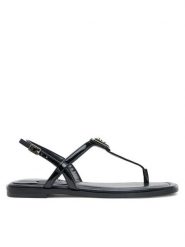 Guess Sandały FLJRA4 PAF21 Czarny. Czarne klapki Guess, z aplikacjami, ze skóry, bez obcasa, na płaskiej podeszwie, bez zapięcia. Za 309.99 zł.