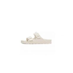 Klapki damskie Birkenstock Arizona Eva. Białe klapki Birkenstock, bez wzorów, z materiału, bez obcasa. Za 265.00 zł.