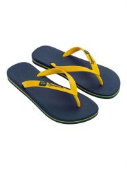 Ipanema Japonki w kolorze żółto-granatowym rozmiar: 37. Niebieskie klapki Ipanema, bez wzorów, z tworzywa sztucznego, z otwartym noskiem, bez obcasa. Za 70.41 zł.