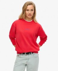 Superdry Core Logo City Graphic Crew damska bluza z bawełny organicznej. Czerwone bluzy Superdry, bez wzorów, z bawełny, bez kaptura. Za 233.50 zł.