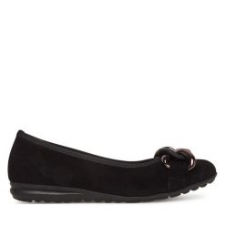 Baleriny Gabor. Czarne baleriny Gabor, bez wzorów, bez obcasa. Za 389.99 zł.
