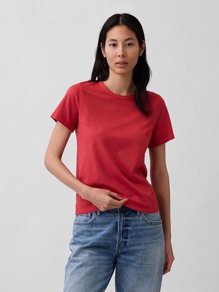 GAP Koszulka w kolorze czerwonym rozmiar: XL. Czerwone bluzki GAP, xl, bez wzorów, z bawełny, bez kołnierzyka, bez ramiączek. Za 55.95 zł.
