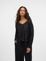 Vero Moda Sweter w kolorze czarnym rozmiar: L. Czarne swetry Vero Moda, l, bez wzorów, z materiału, bez ramiączek. Za 78.66 zł.