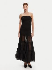 BARDOT Sukienka wieczorowa 59882DB Czarny Regular Fit. Czarne sukienki Bardot, bez wzorów, z syntetyku, wizytowe, bez kołnierzyka, bez ramiączek. Za 299.99 zł.