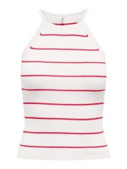 ONLY Top "Gemma" w kolorze biało-różowym rozmiar: XL. Białe topy Only, xl, bez wzorów, ze splotem, bez kołnierzyka, bez ramiączek. Za 70.45 zł.