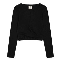 Koszulka Damska Z Zawijanym Przodem. Czarne bluzki Champion, bez wzorów, sportowe, bez kołnierzyka, bez ramiączek. Za 201.99 zł.