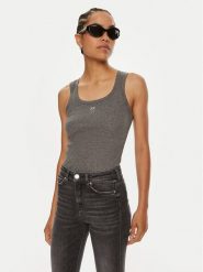 Pinko Top Calcolatore 100807 A22X Szary Regular Fit. Szare topy Pinko, l, bez wzorów, z bawełny, bez kołnierzyka, bez ramiączek. Za 249.99 zł.