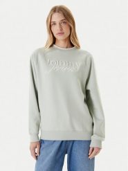 Tommy Jeans Bluza Script DW0DW21196 Zielony Regular Fit. Zielone bluzy Tommy Jeans, xl, bez wzorów, z bawełny, bez kaptura. Za 469.99 zł.