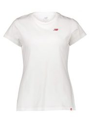 New Balance Koszulka w kolorze białym rozmiar: XL. Białe bluzki New Balance, xl, bez wzorów, z bawełny, bez kołnierzyka, bez ramiączek. Za 95.01 zł.