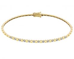Bransoletka z żółtego złota z brylantami - 19 cm - 0,07 ct - próba 585. Żółte bransoletki Apart, z brylantem, złote. Za 6,390.00 zł.