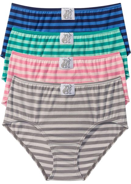 Figi maxi z miękką bawełną (4 pary). Niebieskie figi bonprix, bez wzorów, z bawełny. Za 62.99 zł.