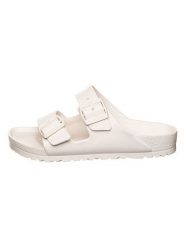 Birkenstock Klapki "Birkenstock Arizona" w kolorze kremowym rozmiar: 39. Brązowe klapki Birkenstock, bez wzorów, z otwartym noskiem, bez obcasa. Za 203.93 zł.