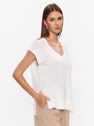 Gant Bluzka Blend 4805190 Biały Regular Fit. Białe bluzki GANT, m, bez wzorów, z bawełny, bez kołnierzyka, bez ramiączek. Za 449.99 zł.