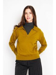 ASSUILI Sweter w kolorze musztardowym rozmiar: 40. Żółte swetry Assuili, bez wzorów, bez ramiączek. Za 100.99 zł.