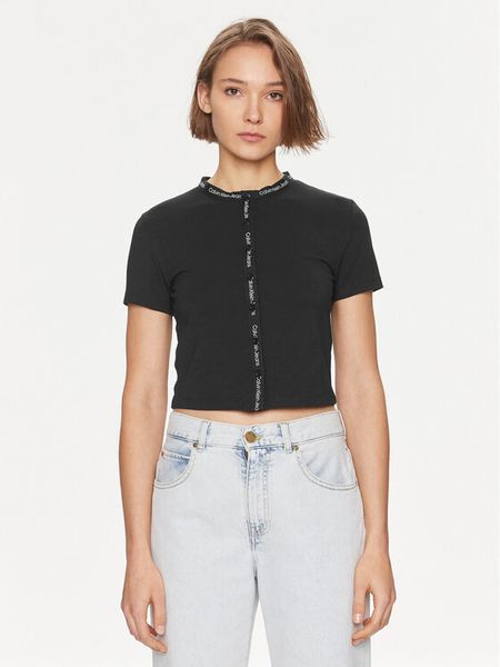 Calvin Klein Jeans T-Shirt Logo J20J223093 Czarny Slim Fit. Czarne t-shirty Calvin Klein Jeans, m, bez wzorów, z bawełny, bez kołnierzyka, bez ramiączek. Za 169.99 zł.