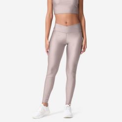 Legginsy fitness damskie Domyos. Szare legginsy DOMYOS, l, bez wzorów, z materiału. Za 69.99 zł.