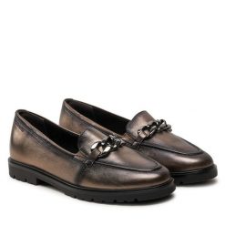 Lordsy Tamaris. Szare lordsy Tamaris, bez wzorów, bez obcasa, bez zapięcia. Za 279.99 zł.
