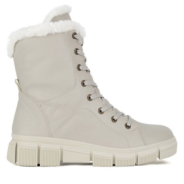 Trzewiki Rieker. Brązowe botki Rieker, bez wzorów, bez obcasa, na płaskiej podeszwie, bez zapięcia. Za 279.99 zł.