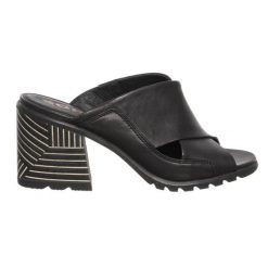 Czarne klapki Sorel Nadia ze skóry naturalnej. Czarne klapki Sorel, bez wzorów, z gumy, bez obcasa, na obcasie. Za 486.99 zł.