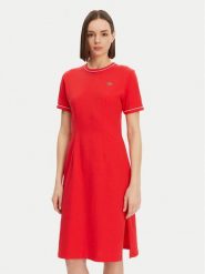 Lacoste Sukienka codzienna EF9988 Czerwony Slim Fit. Czerwone sukienki Lacoste, na co dzień, bez wzorów, z bawełny, bez kołnierzyka, bez ramiączek, proste. Za 389.99 zł.