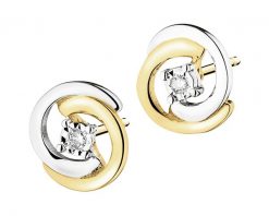 Kolczyki z żółtego i białego złota z brylantami - 0,02 ct - próba 585. Białe kolczyki Apart, z brylantem, złote. Za 1,229.00 zł.