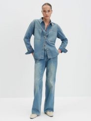 Someday Bluzka dżinsowa "Zutie" w kolorze niebieskim rozmiar: 42. Niebieskie bluzki someday., bez wzorów, z bawełny, bez kołnierzyka, bez ramiączek. Za 173.99 zł.