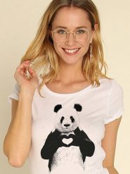 WOOOP Koszulka "Love Panda" w kolorze białym rozmiar: XL. Białe bluzki Wooop, xl, bez wzorów, z bawełny, bez kołnierzyka, bez ramiączek. Za 56.99 zł.