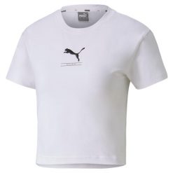 Koszulka sportowa damska Puma Nutility Fitted Tee. Białe koszulki sportowe Puma, bez wzorów, bez ramiączek, na fitness i siłownię. Za 44.26 zł.