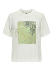 ONLY Koszulka "New Flora" w kolorze białym rozmiar: XS. Białe bluzki Only, xs, bez wzorów, bez kołnierzyka, bez ramiączek. Za 75.16 zł.
