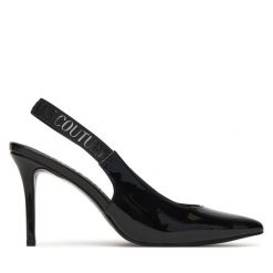 Szpilki Versace Jeans Couture. Czarne szpilki Versace Jeans Couture, bez wzorów, z jeansu, bez obcasa, na szpilce, bez zapięcia. Za 969.99 zł.