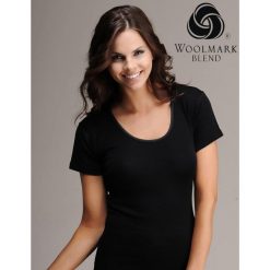 Podkoszulek damski z krótkim rękawem Woolona Merino. Czarne bielizna sportowa WOOLONA, s, bez wzorów. W wyprzedaży za 162.00 zł.