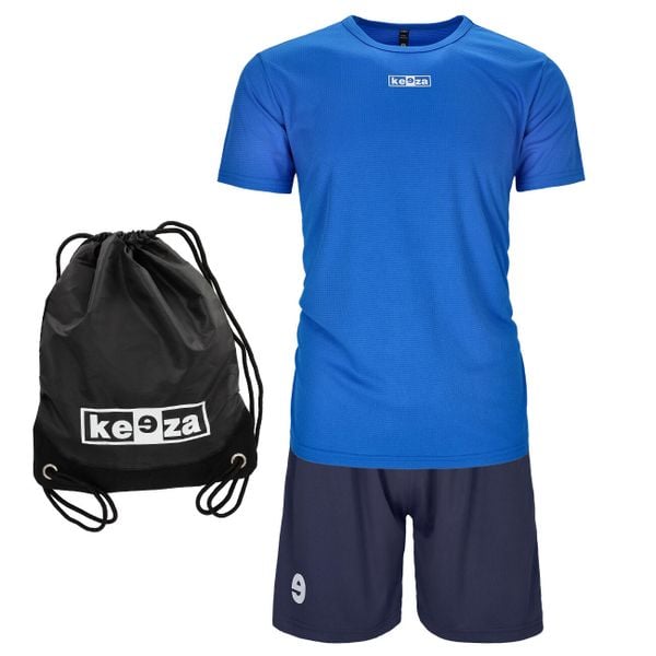 Wyprawka szkolna - Koszulka, spodenki, worek. Niebieskie bluzki KEEZA, bez wzorów, sportowe, bez kołnierzyka, bez ramiączek. Za 55.00 zł.