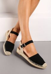 Czarne Espadryle Udekorowane Plecionką Titanias. Czarne espadryle Renee, bez wzorów, bez obcasa, na obcasie, bez zapięcia. Za 54.99 zł.
