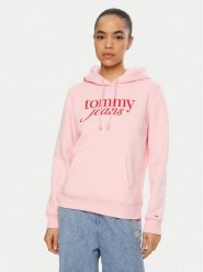 Tommy Jeans Bluza DW0DW20170 Różowy Regular Fit. Czerwone bluzy Tommy Jeans, l, bez wzorów, z bawełny, bez kaptura. Za 219.99 zł.