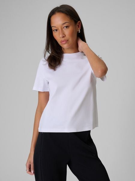 4F T-shirt regular gładki damski - biały S. Białe t-shirty 4f, s, bez wzorów, z materiału, bez kołnierzyka, bez ramiączek. W wyprzedaży za 59.99 zł.