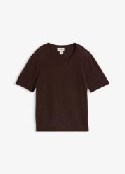 Sweter z krótkim rękawem z czystego kaszmiru zgodnego ze standardem Good Cashmere Standard®. Brązowe swetry bonprix, bez wzorów, z kaszmiru, bez ramiączek. Za 299.99 zł.