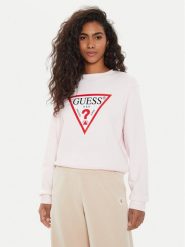 Guess Bluza W2YQ16 KBA11 Różowy Regular Fit. Czerwone bluzy Guess, xs, z aplikacjami, z bawełny, bez kaptura. Za 329.99 zł.