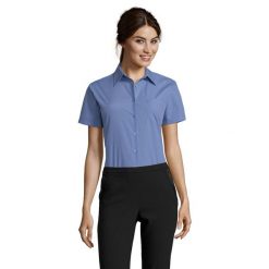 Damska Koszula Biznesowa Z Krótkim Rękawem Escape Poplin. Niebieskie koszule SOL'S, s, bez wzorów, biznesowe, bez kołnierzyka, bez ramiączek. Za 127.99 zł.