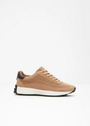 Sneakersy. Brązowe obuwie sportowe bonprix, z materiału, bez zapięcia. Za 124.99 zł.