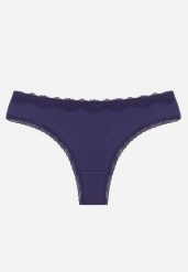 Granatowe Majtki z Bawełną Typu Stringi Ozdobione Koronką Cirilise. Niebieskie stringi Born2be, bez wzorów, z bawełny. Za 6.99 zł.