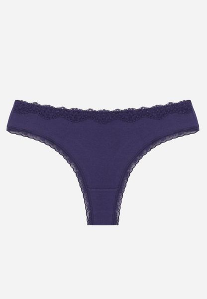 Granatowe Majtki z Bawełną Typu Stringi Ozdobione Koronką Cirilise. Niebieskie stringi Born2be, bez wzorów, z bawełny. Za 6.99 zł.