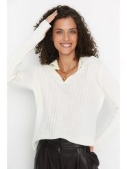 Trendyol Sweter w kolorze białym rozmiar: S. Białe swetry Trendyol, s, bez wzorów, prążkowane, bez ramiączek. Za 65.99 zł.