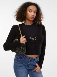 Orsay Bolerko w kolorze czarnym rozmiar: L. Czarne swetry Orsay, l, bez wzorów, bez ramiączek. Za 56.53 zł.