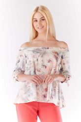 Bluzka z Dekoltem Carmen w Jasne Kwiaty. Bluzki Lou-Lou, l, bez wzorów, z elastanu, bez kołnierzyka, bez ramiączek. Za 132.90 zł.