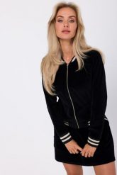 Bluza Bomberka z Weluru - Czarna. Czarne bluzy MOE, l, bez wzorów, z bawełny, bez kaptura. Za 344.90 zł.