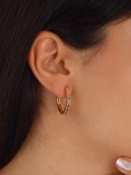 Nakkash Pozłacane kolczyki-kreole z cyrkoniami rozmiar: onesize. Żółte kolczyki Nakkash, z cyrkonią, pozłacane. Za 104.39 zł.