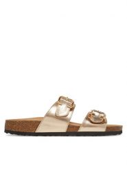 ONLY Shoes Klapki Onlmaxi-13 Pu Strap Buckle 15331392 Złoty. Żółte klapki ONLY SHOES, bez wzorów, ze skóry, bez obcasa. Za 129.99 zł.